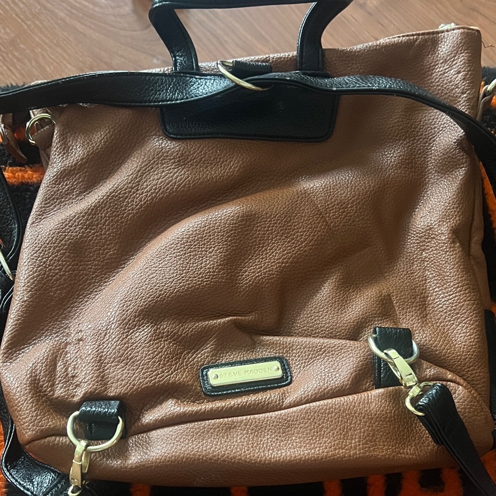Steve Madden Black and Brown Backpack